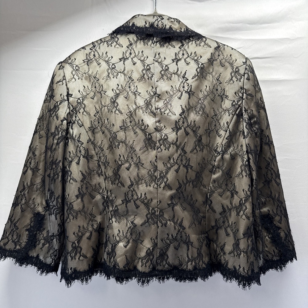 Adrianna Papell Evening Essentials Lace Jacket Size 12 Whimsical Whimsigoth 3/4 - Picture 3 of 11